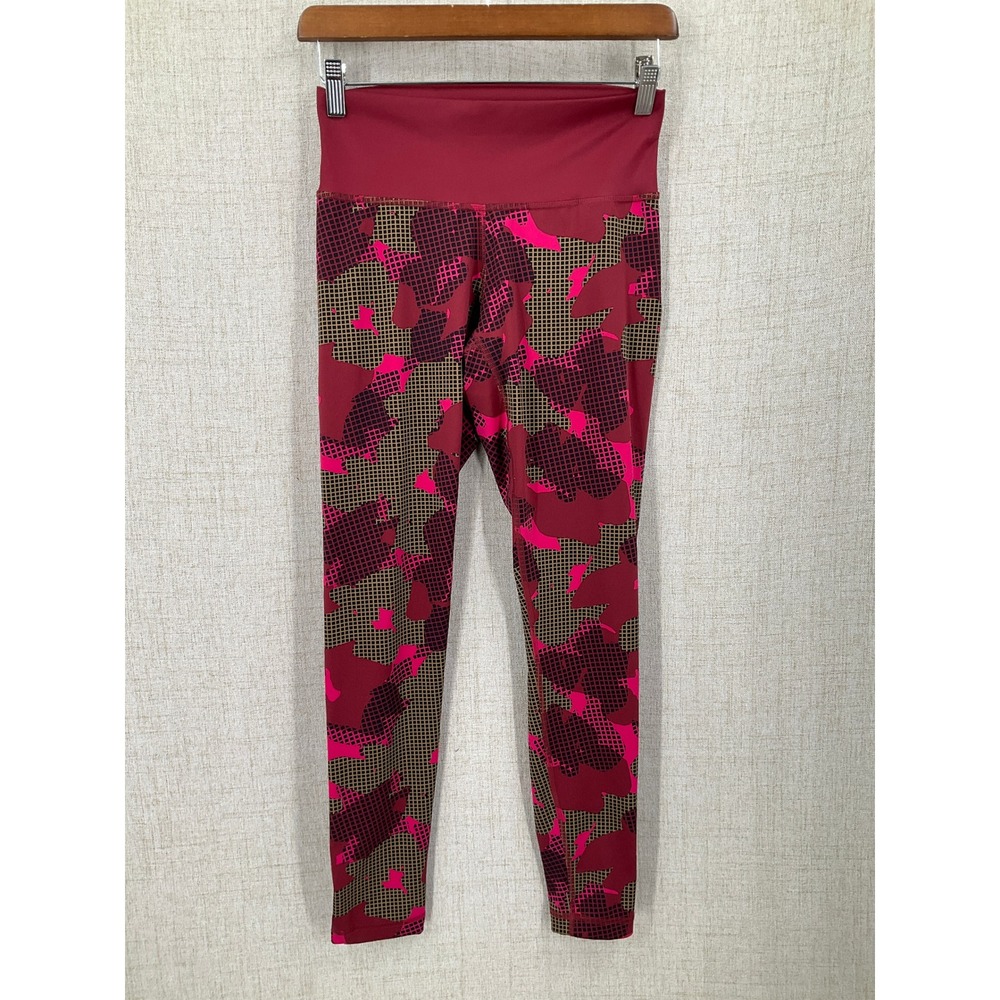 Adidas Leggings Women Small Burgundy Stella McCartney Print Athleisure Running